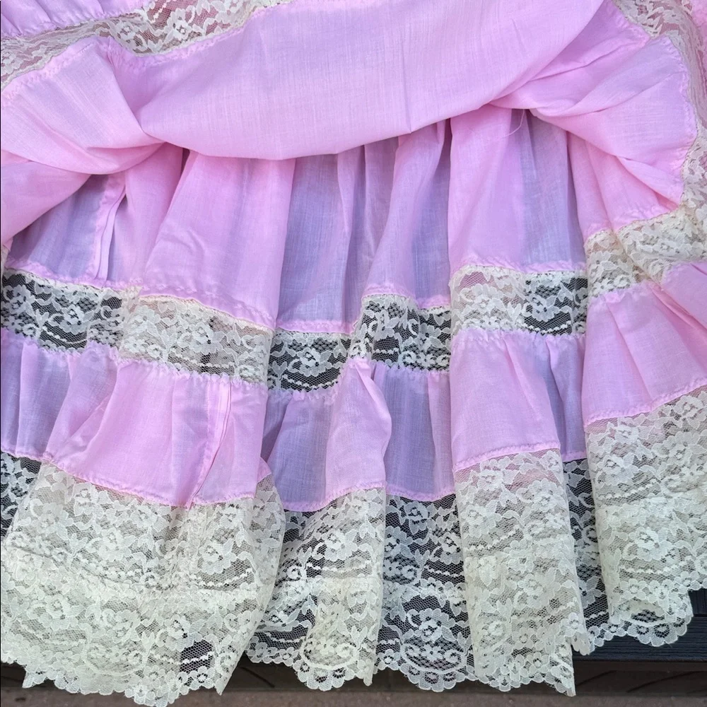 Vintage Chic Pink & Lace Full-Circle Skirt tutu square-dance retro rockabilly - Picture 13 of 14